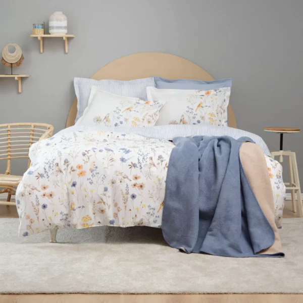 Karaca Home Aleta Bleu Double 100% Coton Housse de Couette Ensemble de Couverture