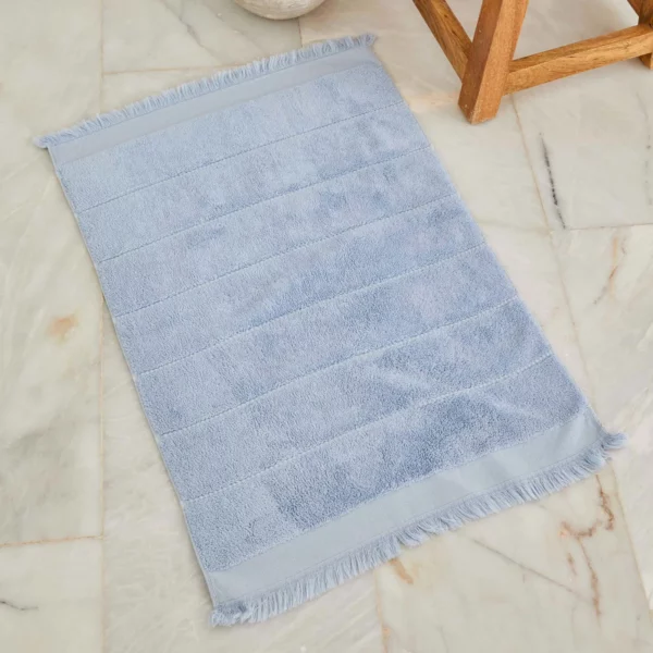 4 ÉLÉMENTS TAPIS DE BAIN BLEU 50X70 EAU