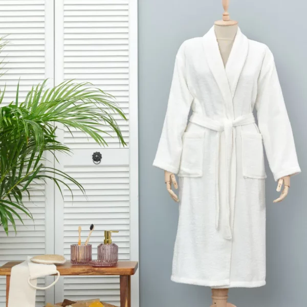 DAILY SOFT OFFWHITE 100% COTTON MEN'S BATHROBE L/XL