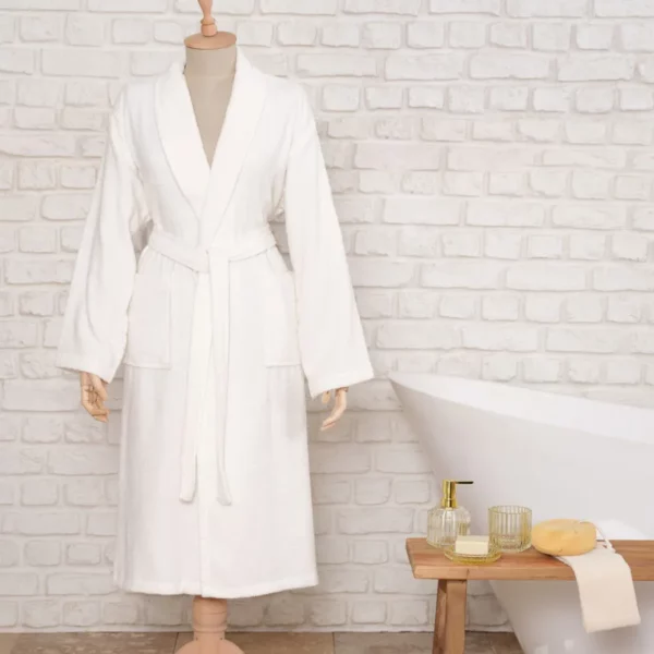 DAILY SOFT OFFWHITE 100% COTTON MEN'S BATHROBE L/XL – Image 3