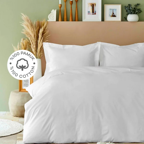 Karaca Home Ensemble de housse de couette simple 100 % coton blanc Back To Basic