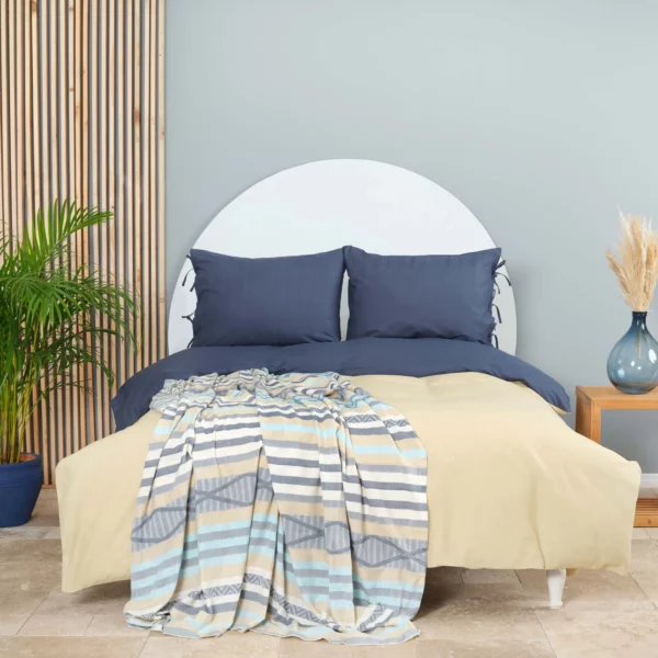 Karaca Home Basic indigo-beige Ensemble drap housse de couette double