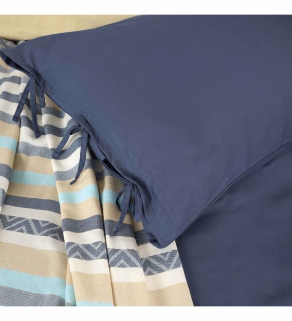 Karaca Home Basic indigo-beige Ensemble drap housse de couette double – Image 3