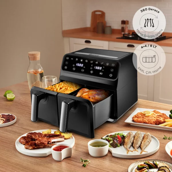 Airfryer Karaca Multifry XXXL, numérique à deux chambres, 4+4 Litre